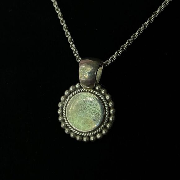 Vintage 925 Sterling Silver Necklace With 1.5” Circle Pendant for Carving - Picture 6 of 7